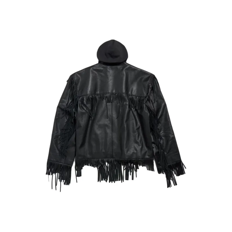 Balenciaga Leather Jacket Loose Fit Men's Black-1
