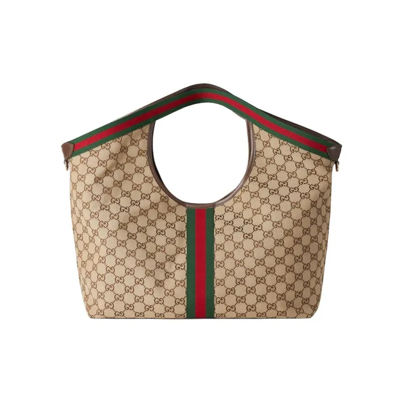 GUCCI GG Canvas Bag, Tote Bag, Shopping Bag, Shoulder Bag, Handbag Tubas Women's Beige & Dark Brown-3