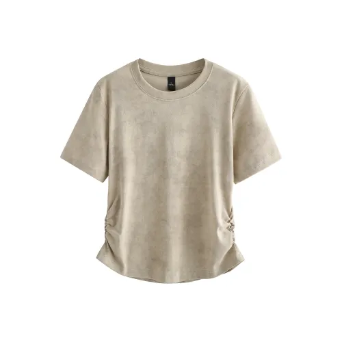 PAL ONGACO T Shirts Women's Tie Dye Khaki