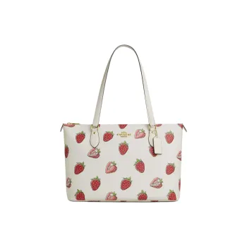 COACH Gallery Coated Canvas Shoulder Bag Tubas Women's White & Red