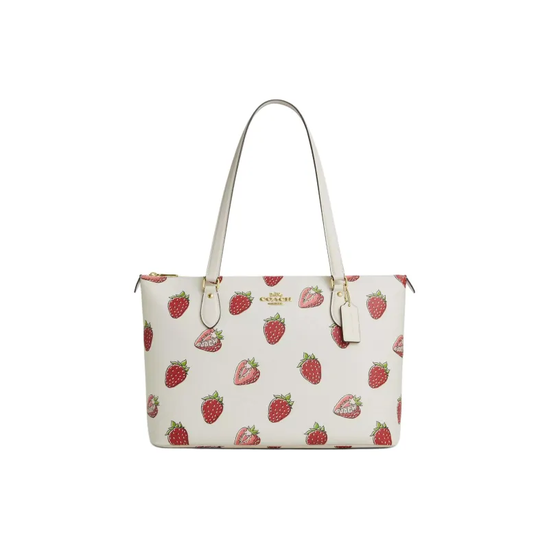 COACH Gallery Coated Canvas Shoulder Bag Tubas Women's White & Red-0