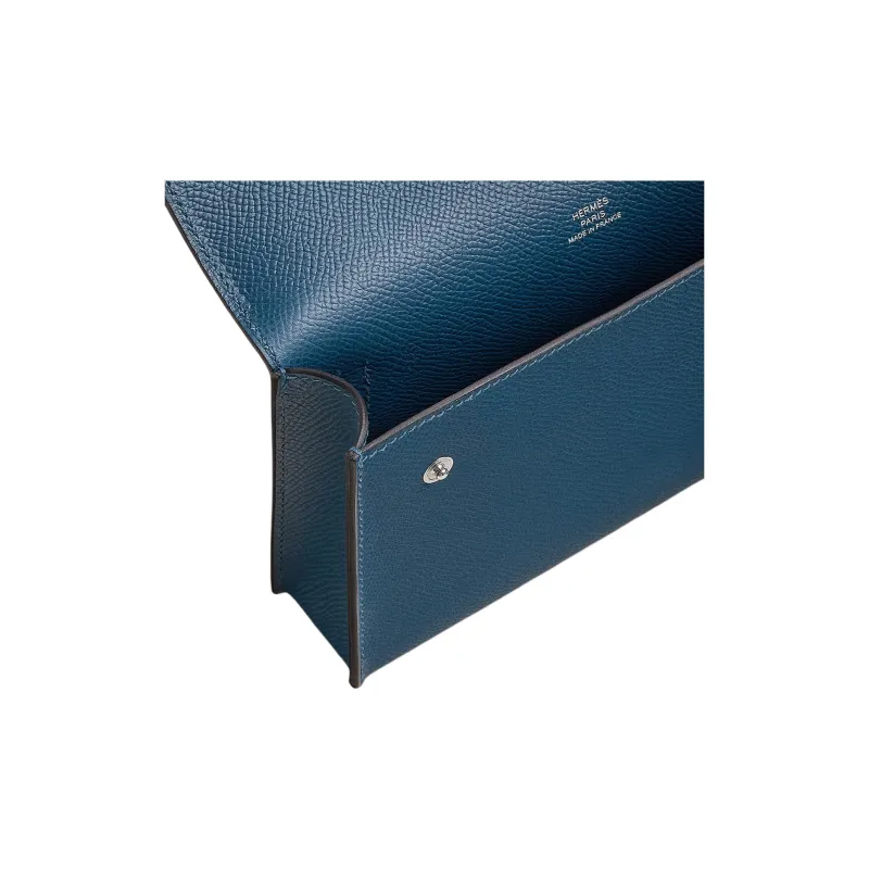 HERMES Hermèsnap Epsom Calfskin Wallet Women's S4 Deep Blue Dark Blue-3