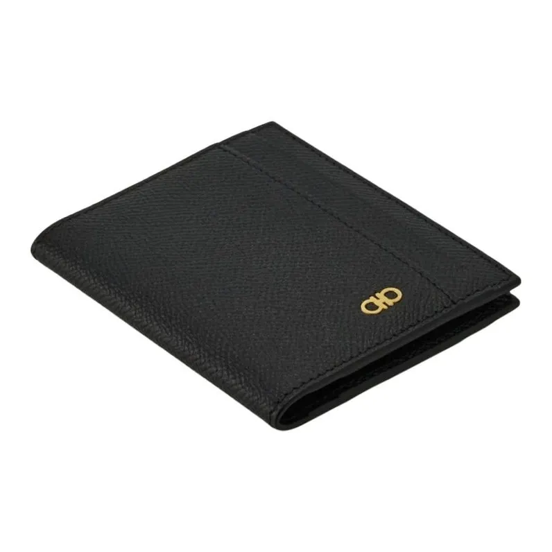 FERRAGAMO GANCINI Cow Leather Card Holder Men's Black-3