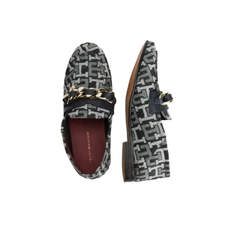 Tommy Hilfiger TH Monogram Loafers 1.8cm Women's Black-2