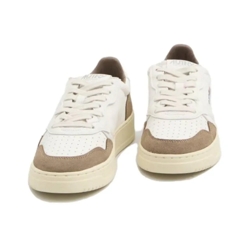 AUTRY Medalist Abrasion Resistant Low Top Skateboard Shoes Men's White Brown-3