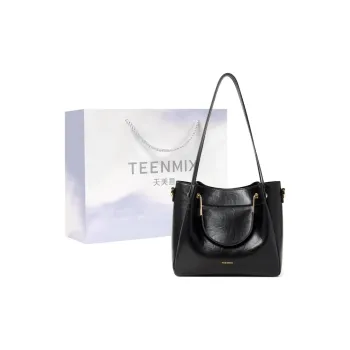 Teenmix Synthetic Leather With Cow Leather Handbag Regular Women's Ebony/Black/Rouge Red