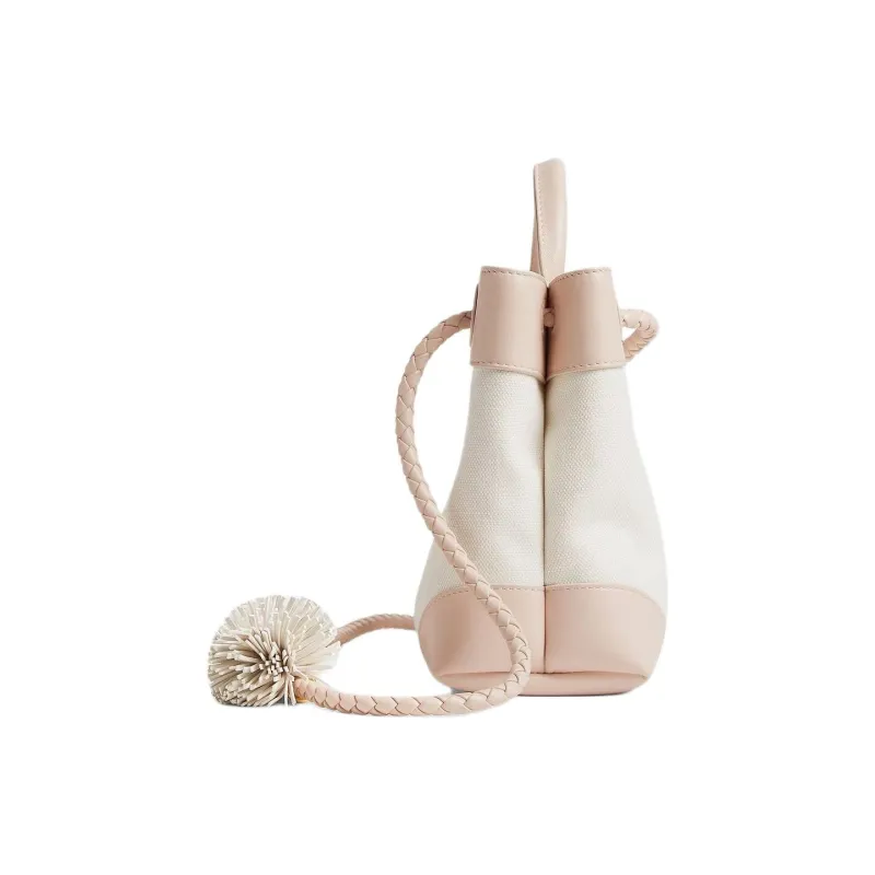 Bottega Veneta Andiamo Series Cotton Shoulder Bag, Handbag Trumpets Women's White & Pink-1