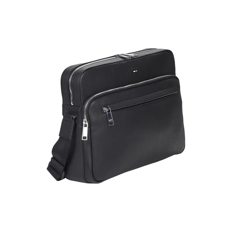 HUGO BOSS Synthetic Leather Shoulder Bag, Crossbody Bag Men's Black-1