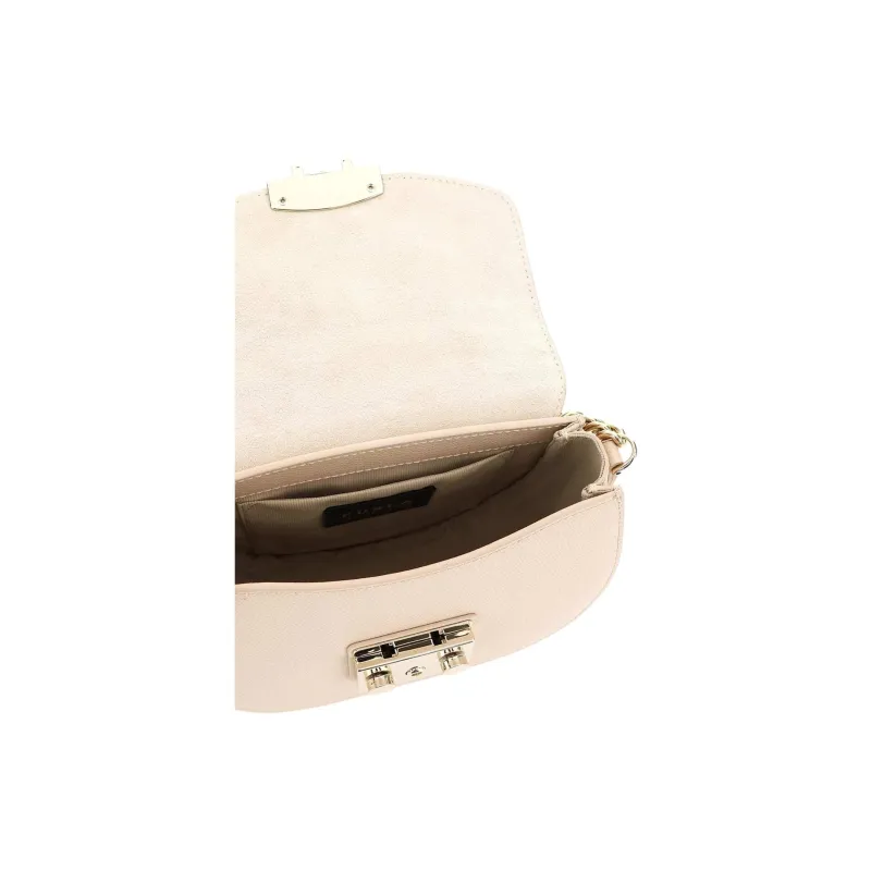 Furla Metropolis Collection Leather Saddle Bag, Shoulder Bag Mini Women's Beige-4
