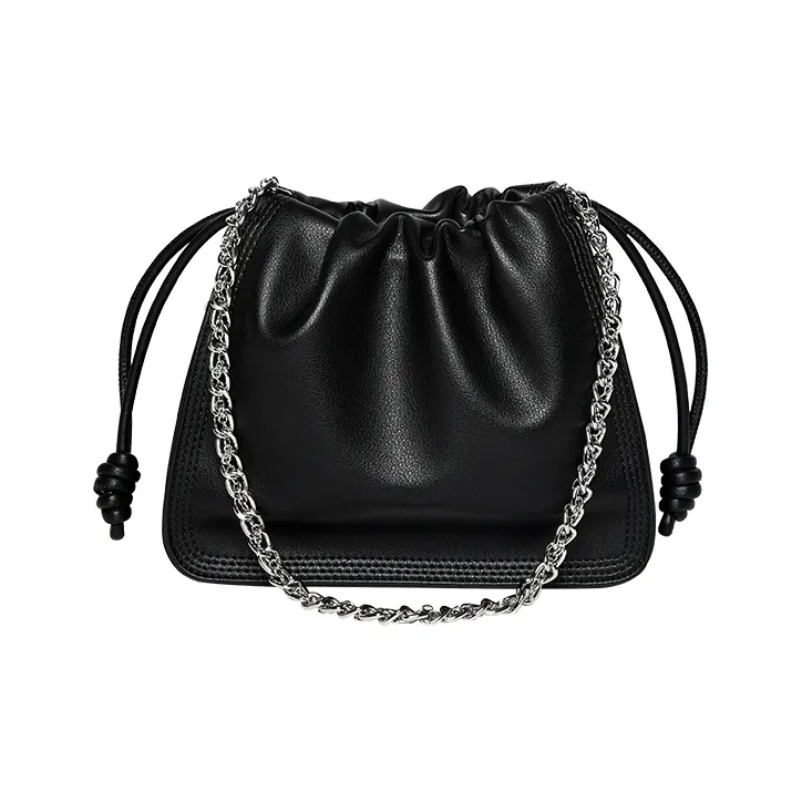 Narandu Cow Leather Chain Bag, Shoulder Bag, Cloud Bag, Shoulder Bag Women's Milk Tea/Napoléon Apricot/Black-0