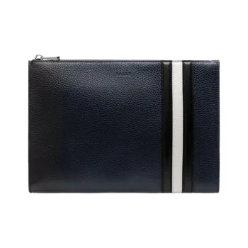 BALLY Cow Leather Clutch Coin Purse Handbag Men's Black