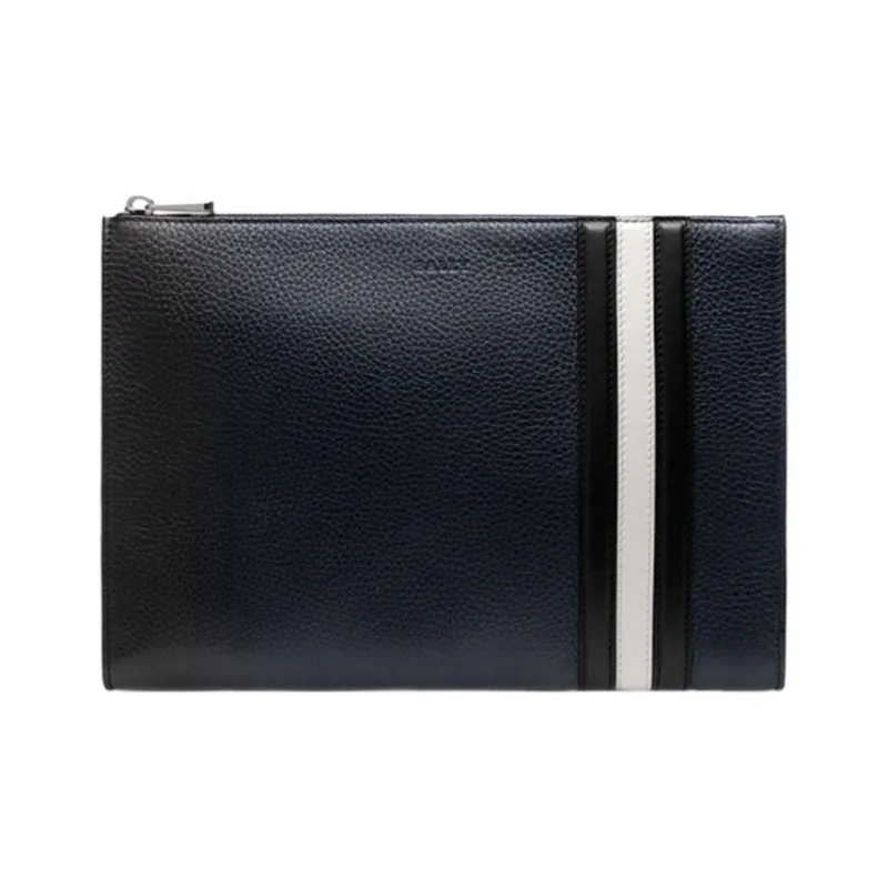 BALLY Cow Leather Clutch Coin Purse Handbag Men's Black-0