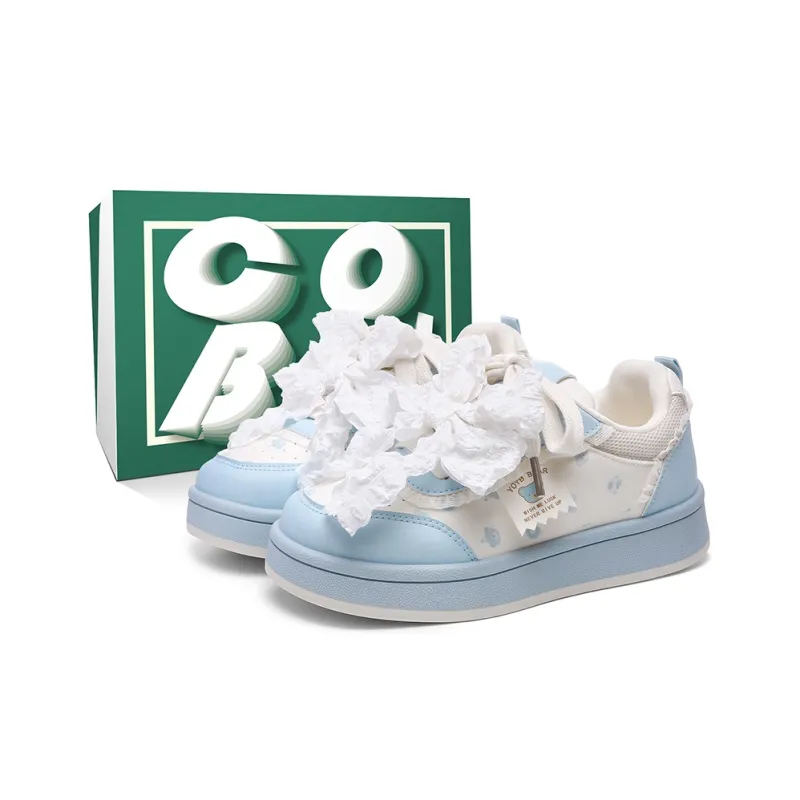 Cob Slip Resistant And Breathable Low Top Skateboard Shoes Women's Light Blue-0