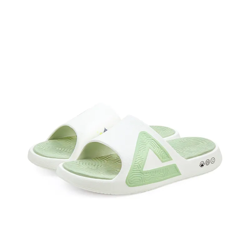 PEAK Tai Ji1.0 Quiet Slip Resistant Abrasion Resistant Slide Slippers Unisex White Green-3