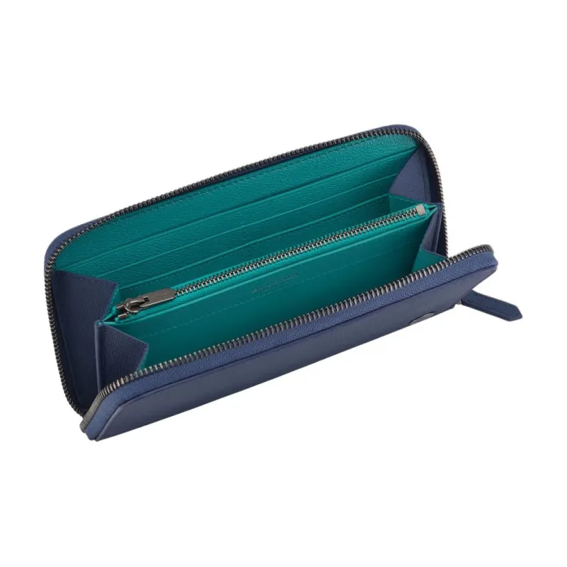 BVLGARI Calfskin Wallet Tubas Men's Blue & Green-2