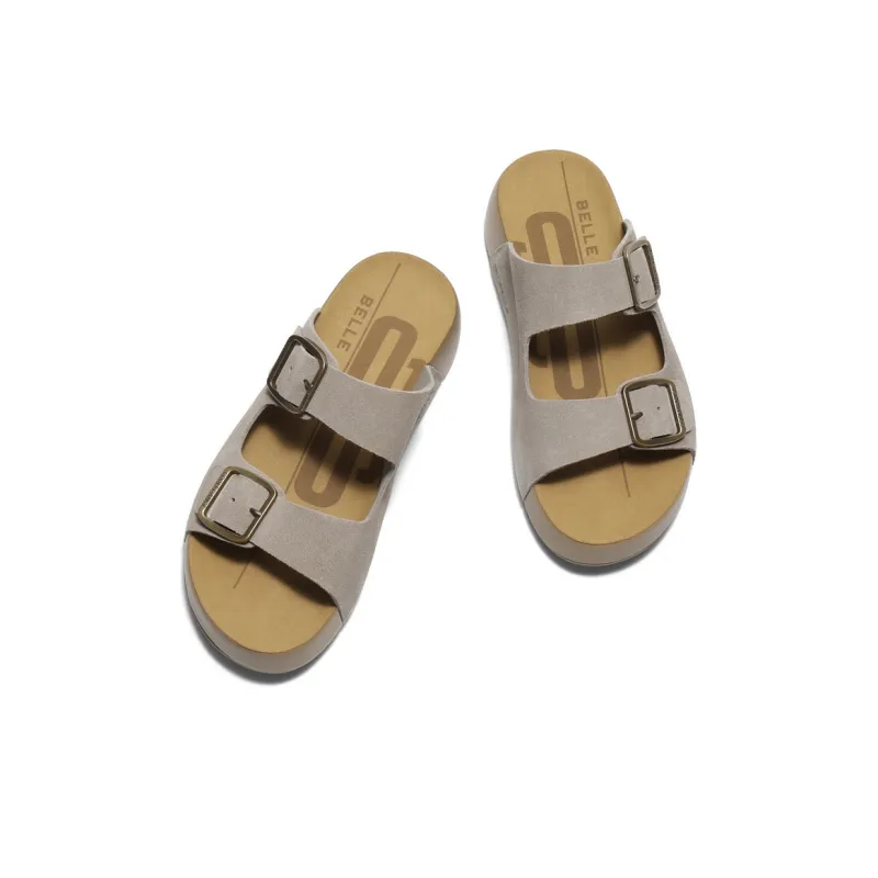 BELLE Slide Slippers Men Brown, Gray-2