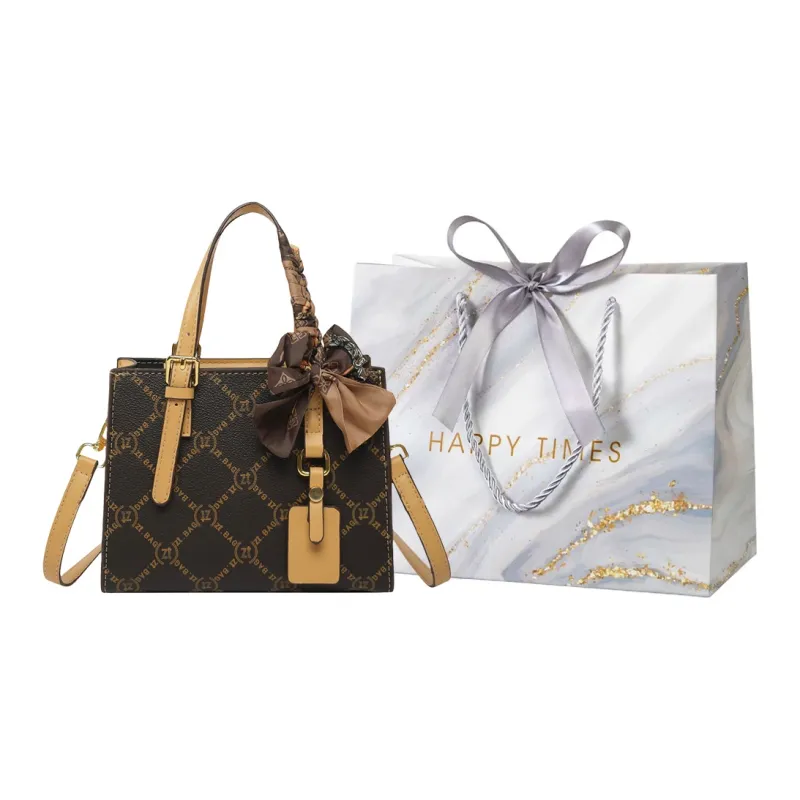 Miss Angel PU Crossbody One Shoulder Handbag Regular Women's Brown/Yellow/Ecru-18