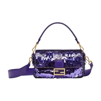 FENDI Baguette Magnetic Clasp Shoulder Bag, Crossbody Bag, Handbag Medium Size Women's Purple