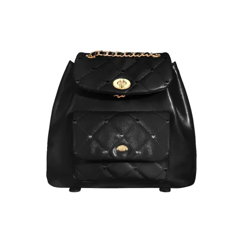 SURELAPTOP Musk Synthetic Leather Backpack Women's Black/Pink
