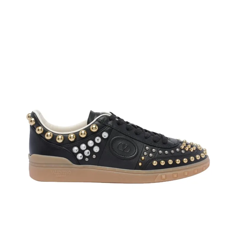 Valentino Rockstud Garavani Low Top Skateboard Shoes Men's Black-1
