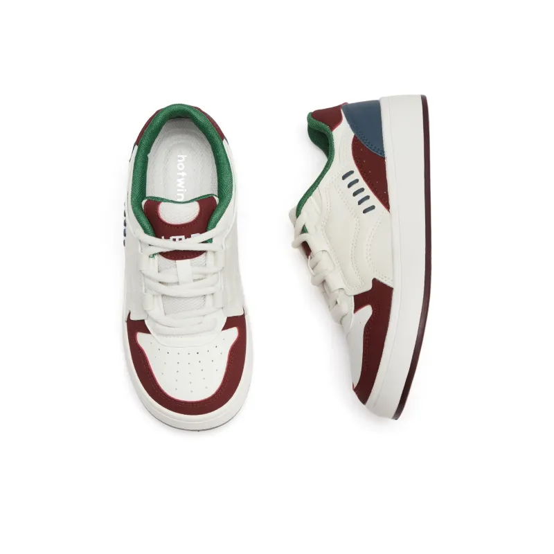 Hotwind White Sneakers Abrasion Resistant Slip Resistant Low Top Skateboard Shoes Women's-6