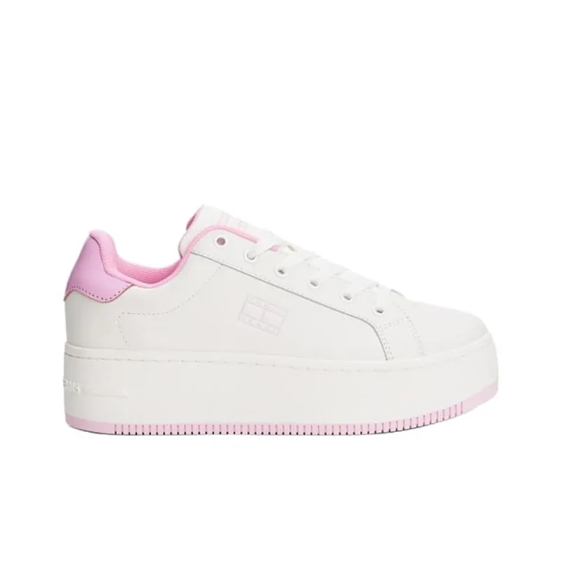 Tommy Hilfiger Trainers Low Top Skateboard Shoes Women's White Pink-1