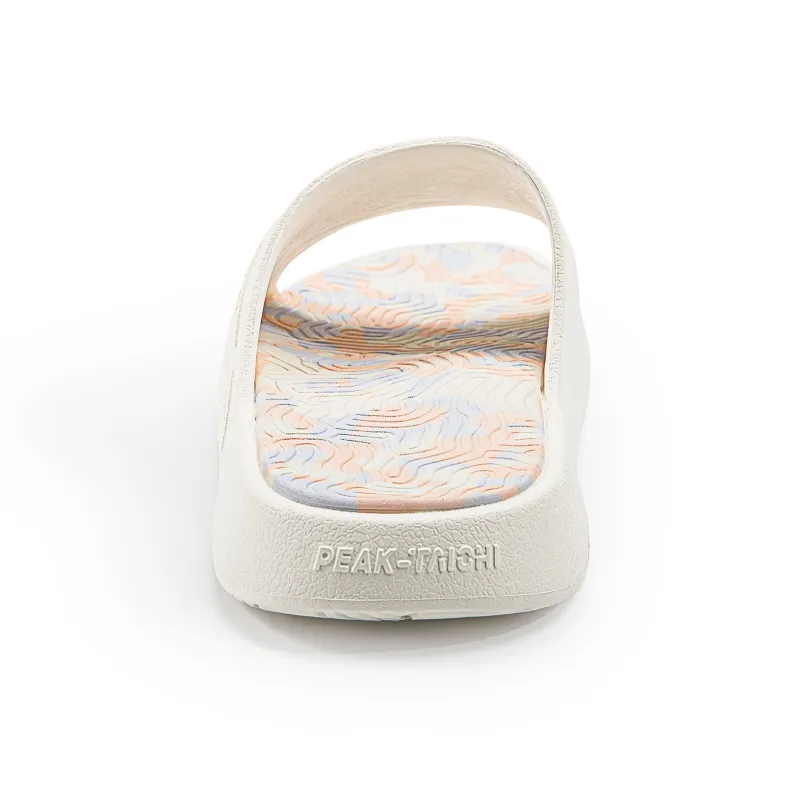 PEAK Tai Ji1.0 Quiet Slip Resistant Cushioning Slide Slippers Unisex Canvas White-4