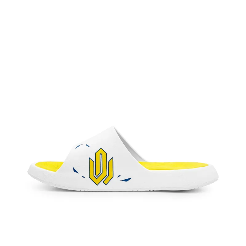 PEAK Tai Ji1.0 Quiet Slip Resistant Abrasion Resistant Slide Slippers Unisex Yellow Blue Mismatched-2