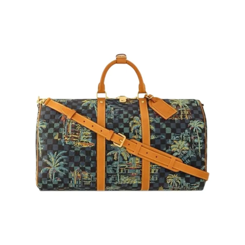 LOUIS VUITTON Keepall Cotton Travel Bag Men's Marina Blue-0