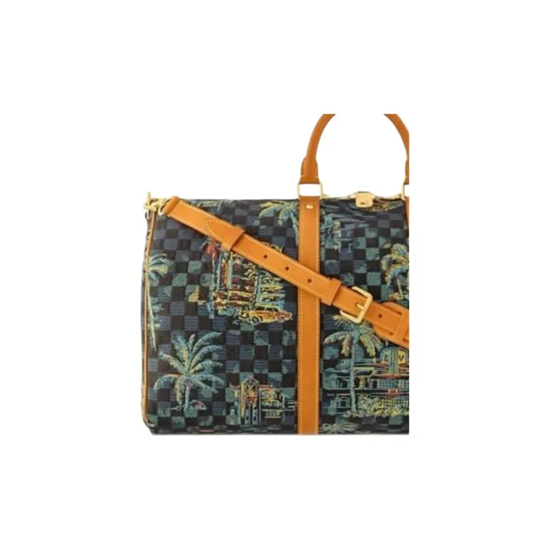 LOUIS VUITTON Keepall Cotton Travel Bag Men's Marina Blue-3