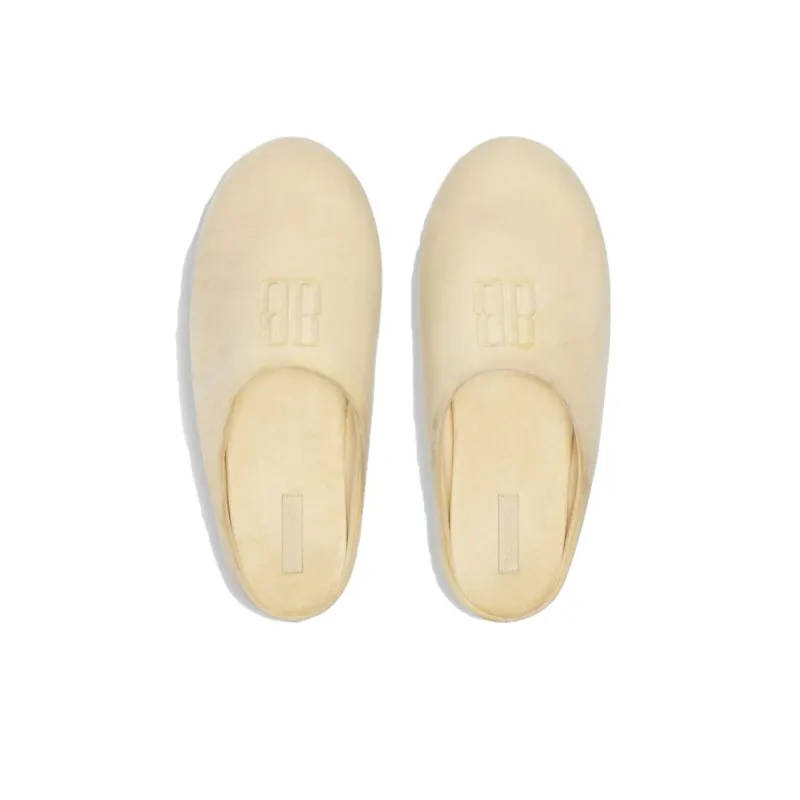 Balenciaga Slip Resistant Closed Toe Slippers Men's Cream Yellow-4