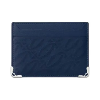 CARTIER Must De Cartier Calfskin Card Holder Men's Marine Blue