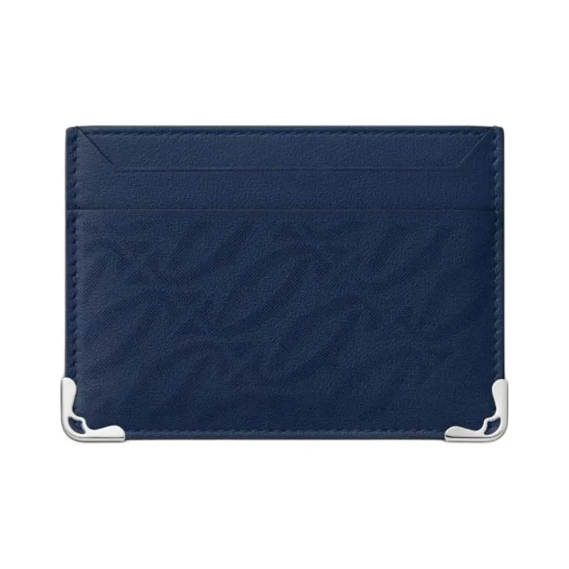 CARTIER Must De Cartier Calfskin Card Holder Men's Marine Blue-0