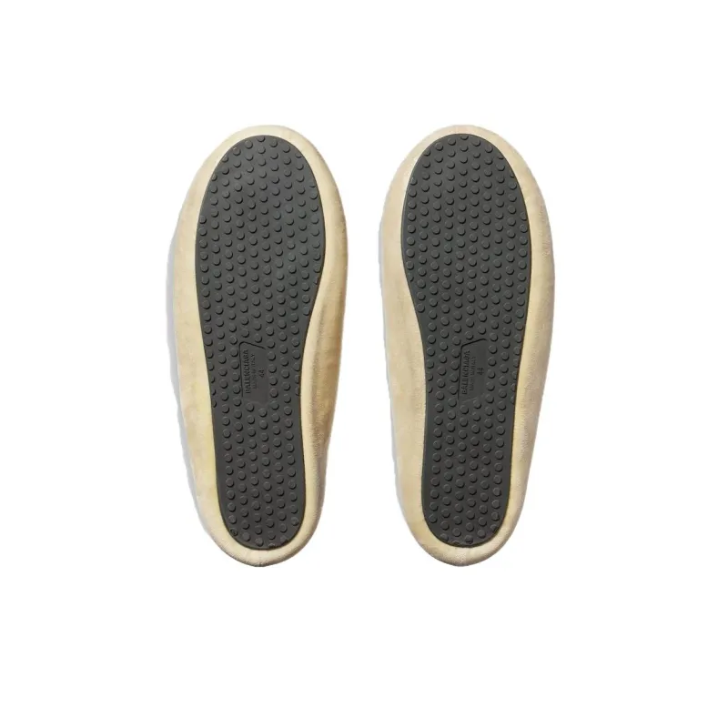 Balenciaga Slip Resistant Closed Toe Slippers Men's Cream Yellow-6
