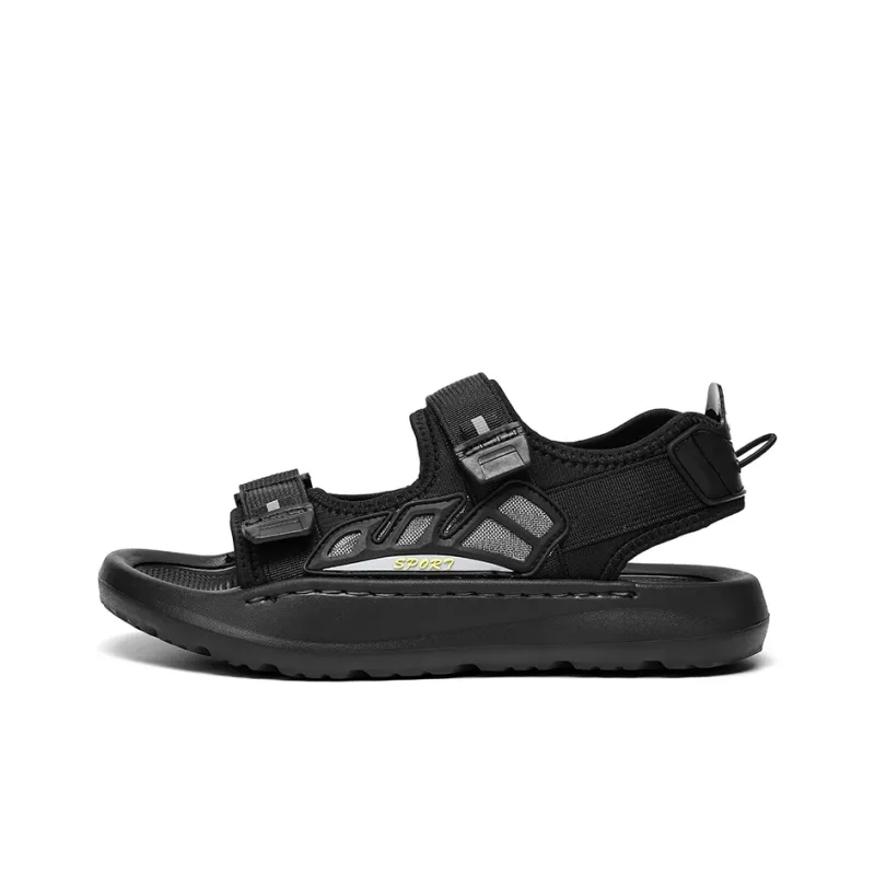 QIUTEXIONG Beach Sandals Men Black/Khaki-0