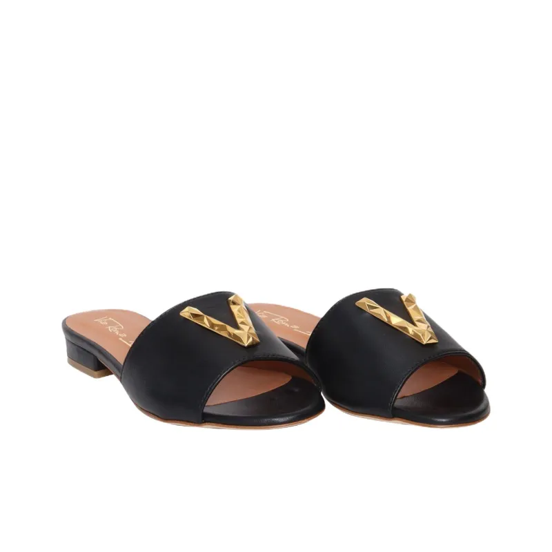 Via Roma 15 Slip Resistant Slide Slippers Women's Black-2