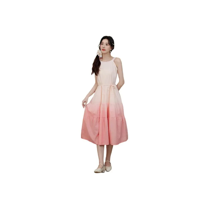 Mm Sleeveless Dresses Women's White Red Gradient-0