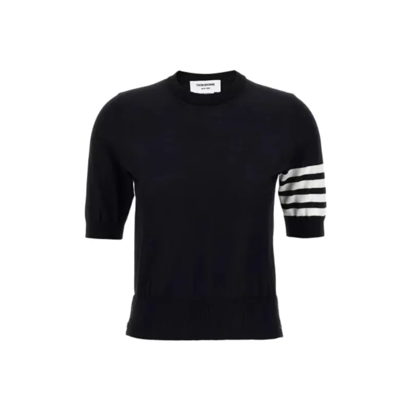 THOM BROWNE Stripes Fine knit T shirt-0