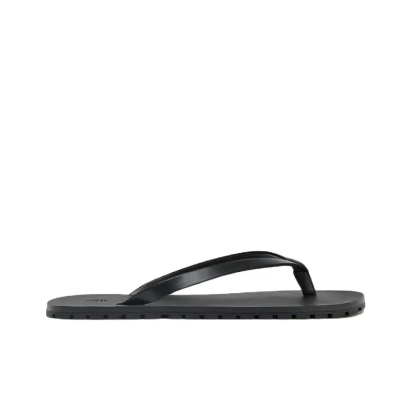 ZARA Rubber Sole Abrasion Resistant Flip Flops Women's Black-1