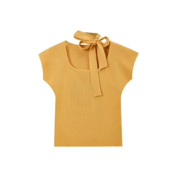 SUSANSAN Thin Super Stylish Knitted Fabric Short Sleeved 2025 Women's