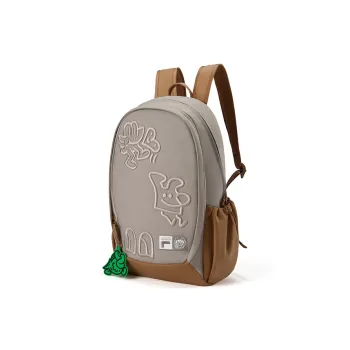 FILA FUSION MR.DOODLE Collaboration Fabric Backpack Extra Small Unisex Gray Brown Khaki