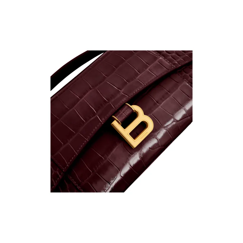 Balenciaga Hourglass Cow Leather Handheld One Shoulder Handbag Women's Dark Burgundy-5