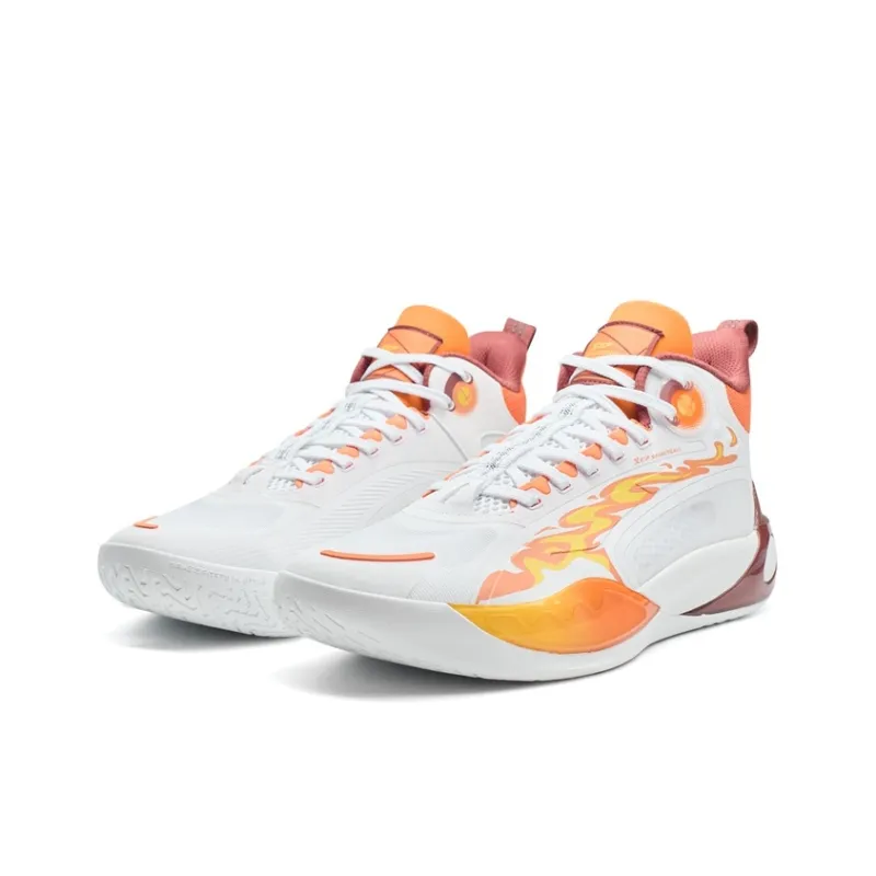 XTEP Abrasion Resistant Slip Resistant Low Top Basketball Shoes Men's White Orange-2