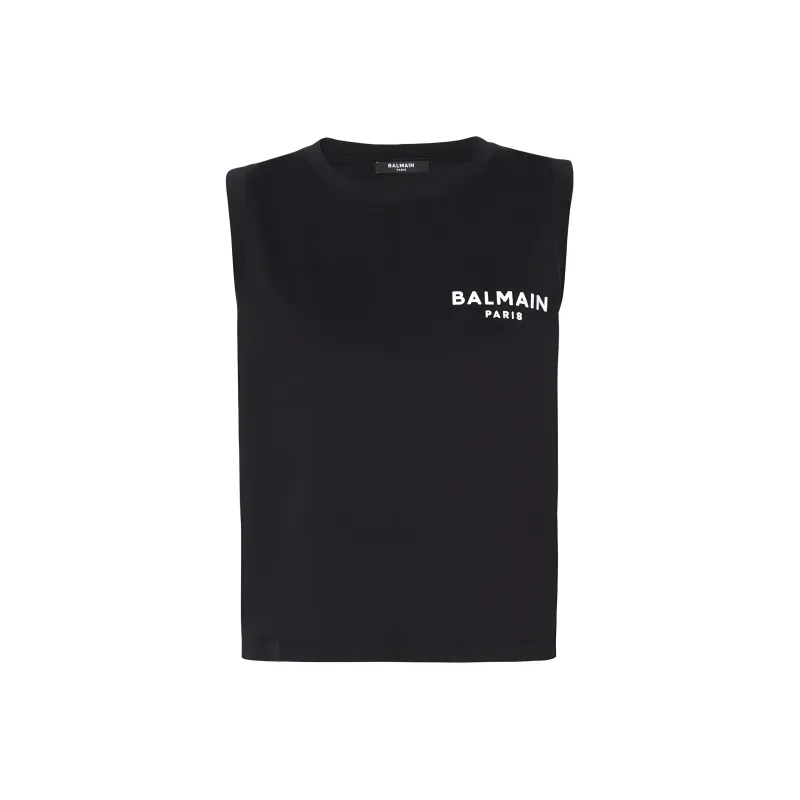 BALMAIN Flocked Logo Tank Top-0