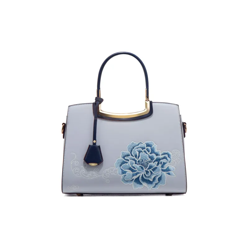 NOMK PU Tote Shoulder Bag, Crossbody Bag, Handbag Women's Blue/Burgundy/Apricot-0
