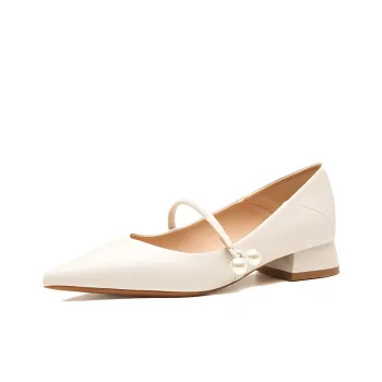 GOSO Chunky Heel High Heels 3CM Women's Ecru