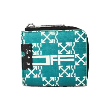 OFF WHITE Leather Wallet Unisex Green