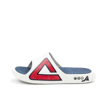 PEAK Tai Ji1.0 Quiet Slip Resistant Abrasion Resistant Slide Slippers Unisex White Navy Blue
