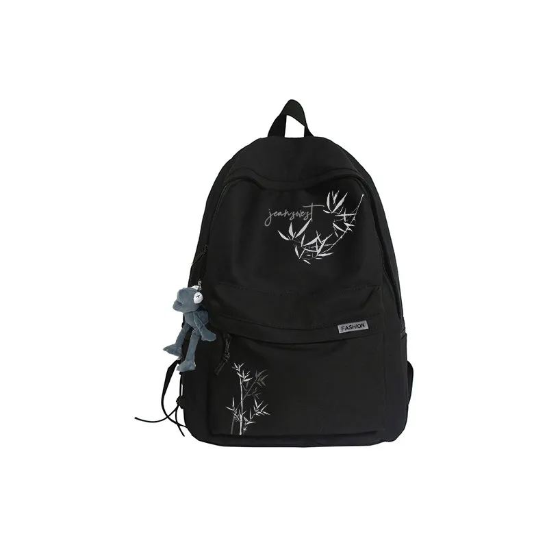 JEANSWEST Nylon Backpack Unisex Black/White-4