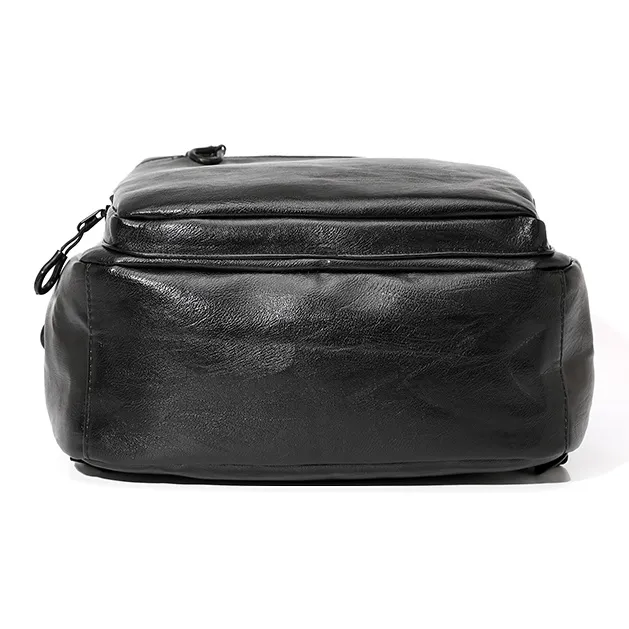 MASTER CANVAS Leather Backpack Unisex Black-4